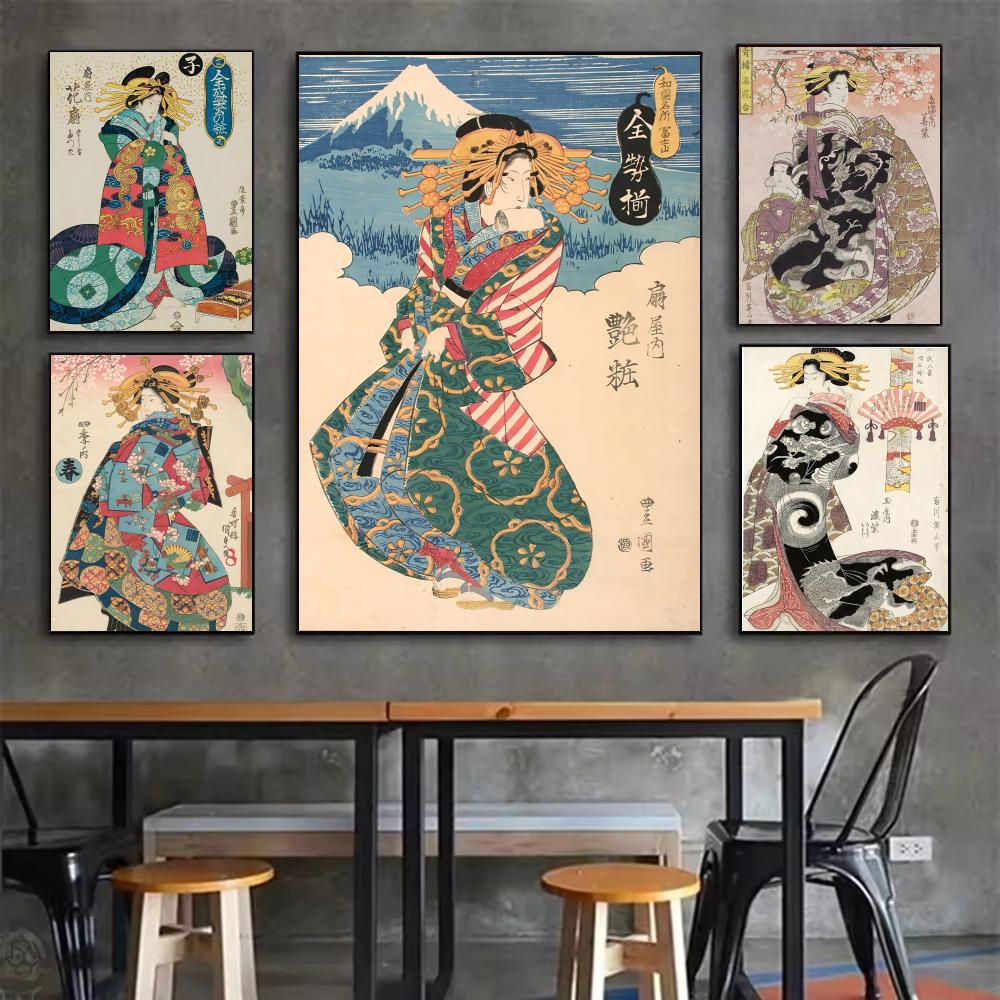 Interior Design Japanese - Retro-Poster mit japanischer Geisha, minimalistische, einfach