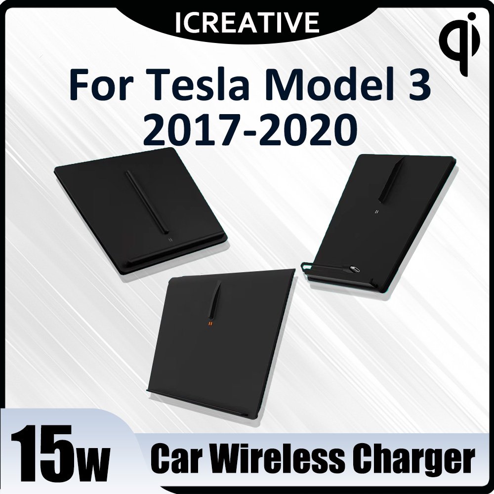 Interior Design Mockup - Drahtloses Auto-Ladegerät für Tesla Model 3