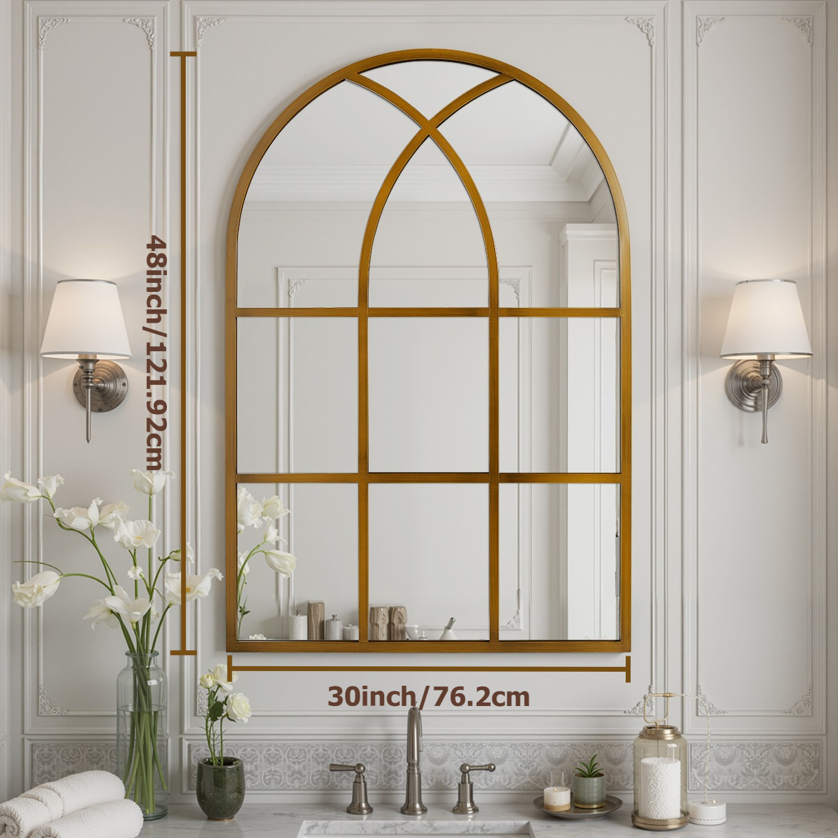 Arch Mirror Leaning - Eleganter Badezimmerspiegel im gewölbten Fensterstil mit