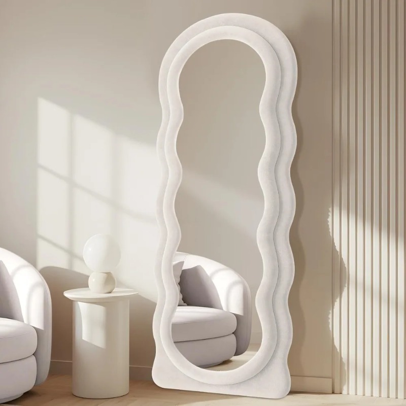 Arch Mirror Leaning - Ganzkörperspiegel 63x24 Bogenförmiger Wellenspiegel Wandmontierter Bodenspiegel