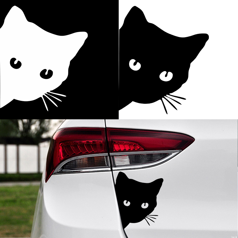Interior Design Intern - Auto-Innenaufkleber schwarz/weiß/Laser-Katzen-Aufkleber, lustige Vinyl-Aufkleber, Auto-Styling, dekoratives