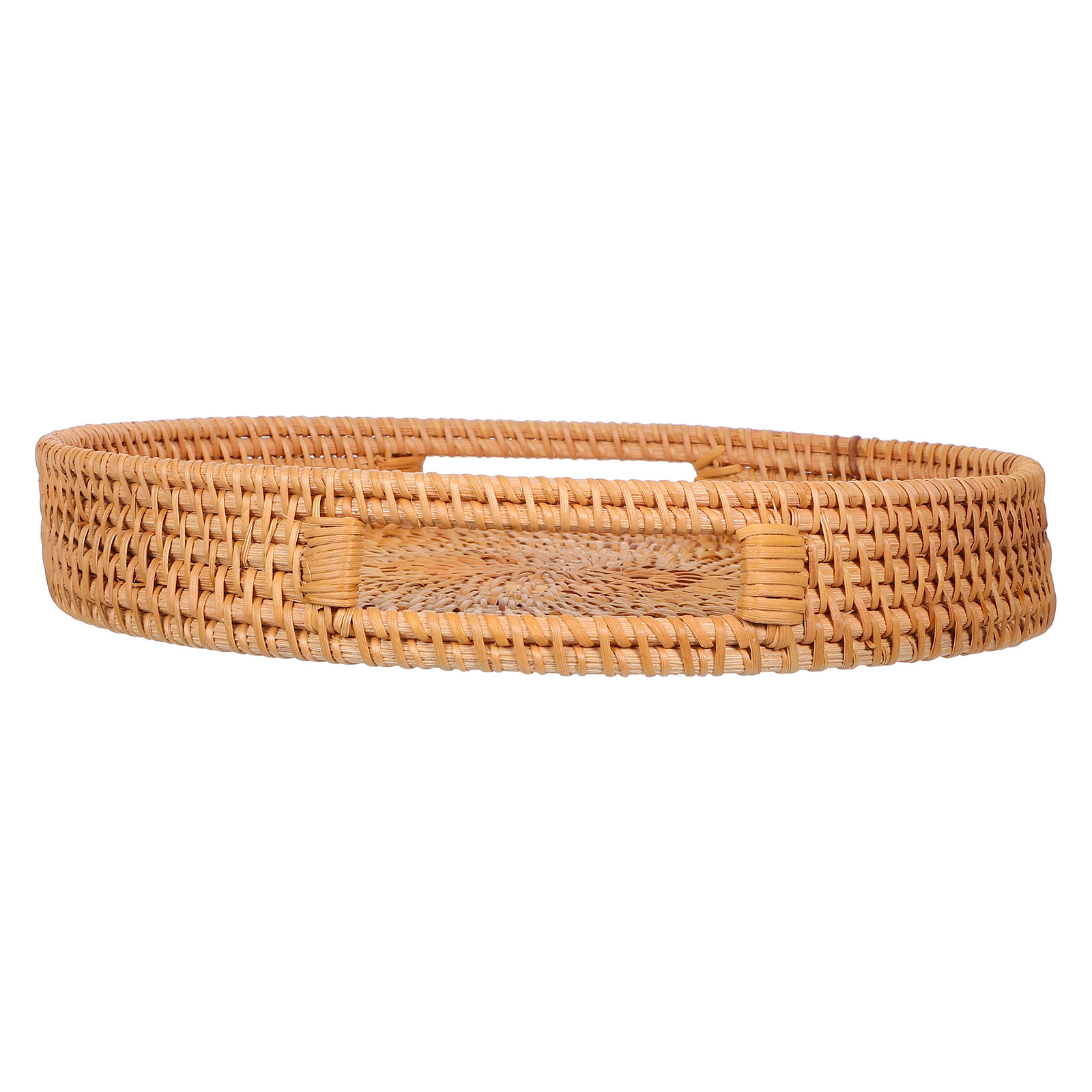Rattan Tray Handle - 14-Zoll Runde Rattan-Servierplatte für Obst und
