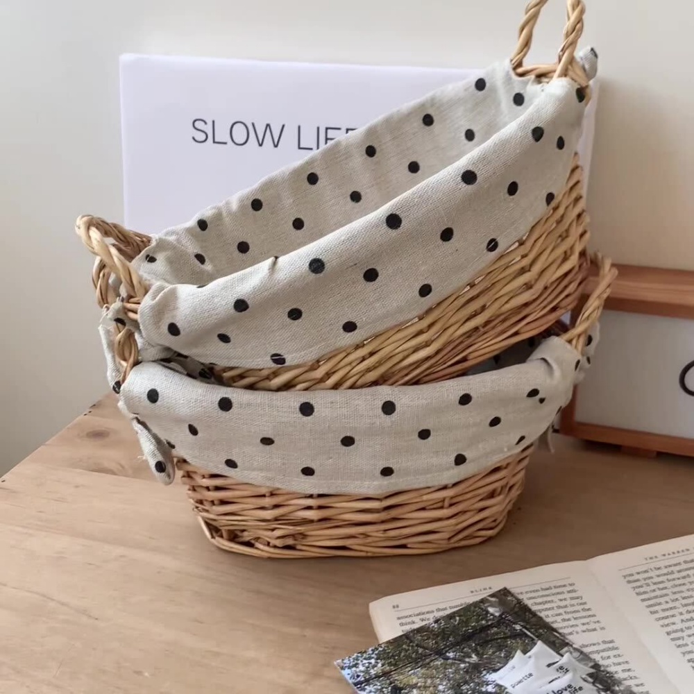 Rattan Tray Handle - Vintage Stoff-Rattan Aufbewahrungskörbe Dekorative Handgewebte Kosmetik-Aufbewahrungskörbe