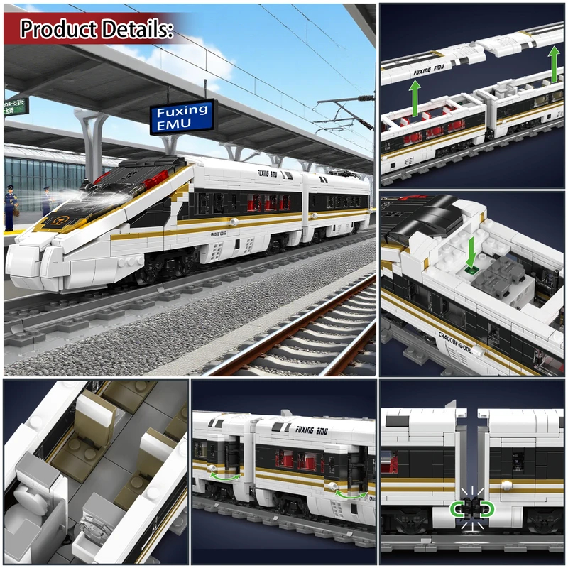 Interior Design Build - 12015 Hochgeschwindigkeitszug-Modellbausatz 2117 Teile Detailliertes Eisenbahnmodell