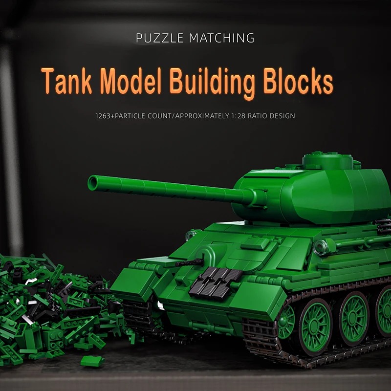 Interior Design Build - T34-85 Panzermodell-Bausatz - 1263 Teile, Sowjetisches