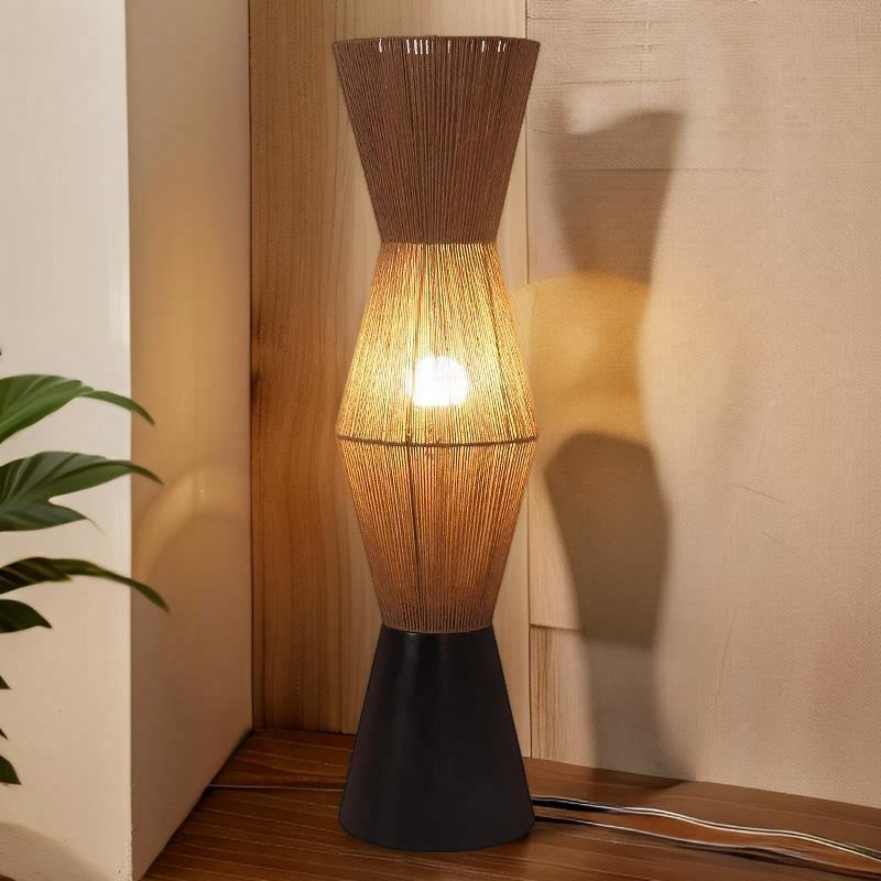 Interior Design Japanese - Japanischer Wabi-Sabi-Stil Wohnzimmer-Sofa-/Schlafzimmer-Stehlampe aus Rattan-Geflecht –