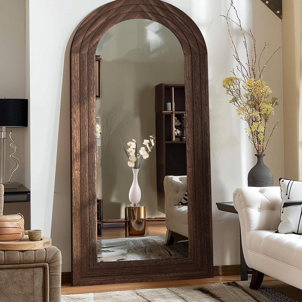 Arch Mirror Leaning - Gewölbter Ganzkörperspiegel mit Massivholzrahmen | 71x32