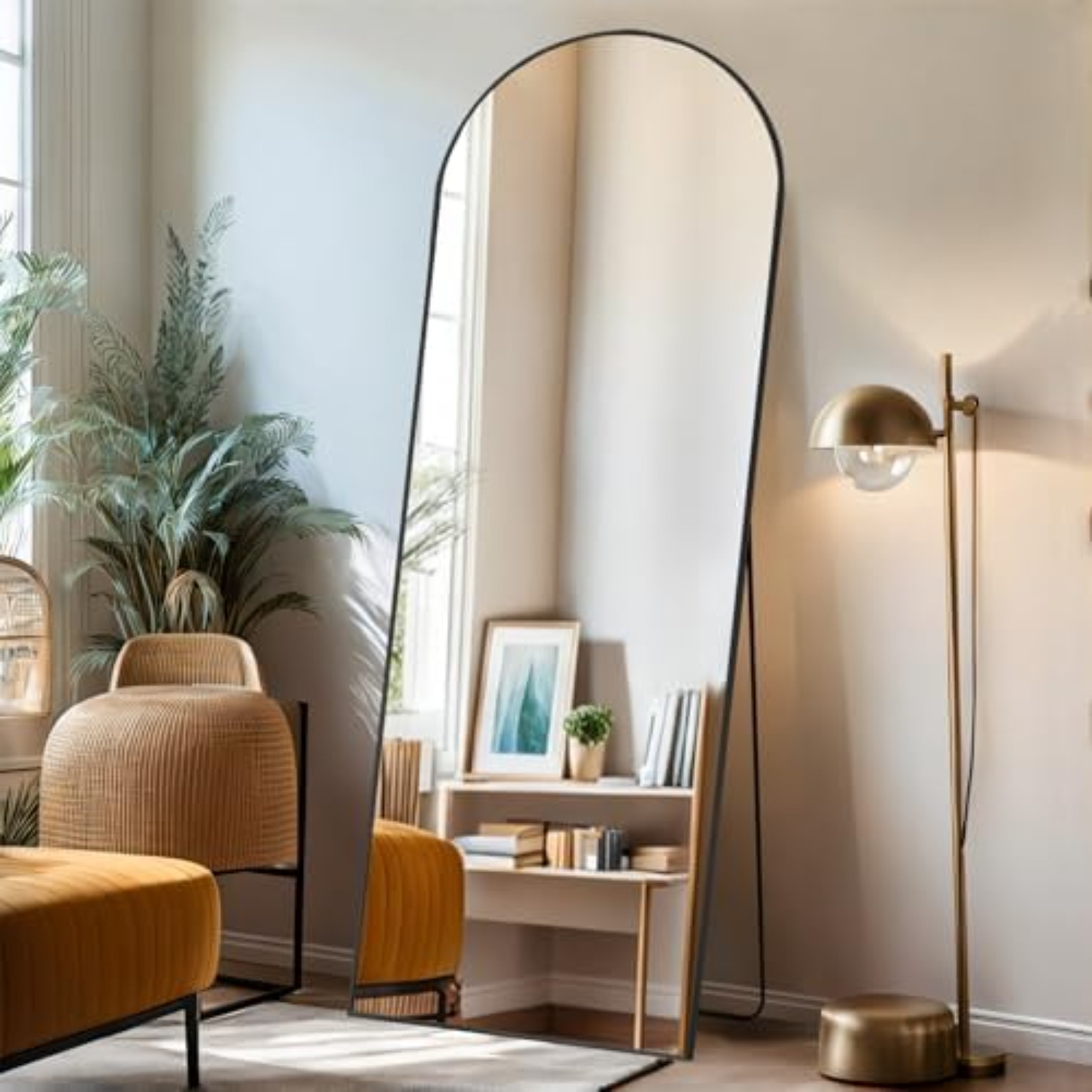 Arch Mirror Leaning - Bogenförmiger Ganzkörperspiegel, 53x163 cm, Wandspiegel mit