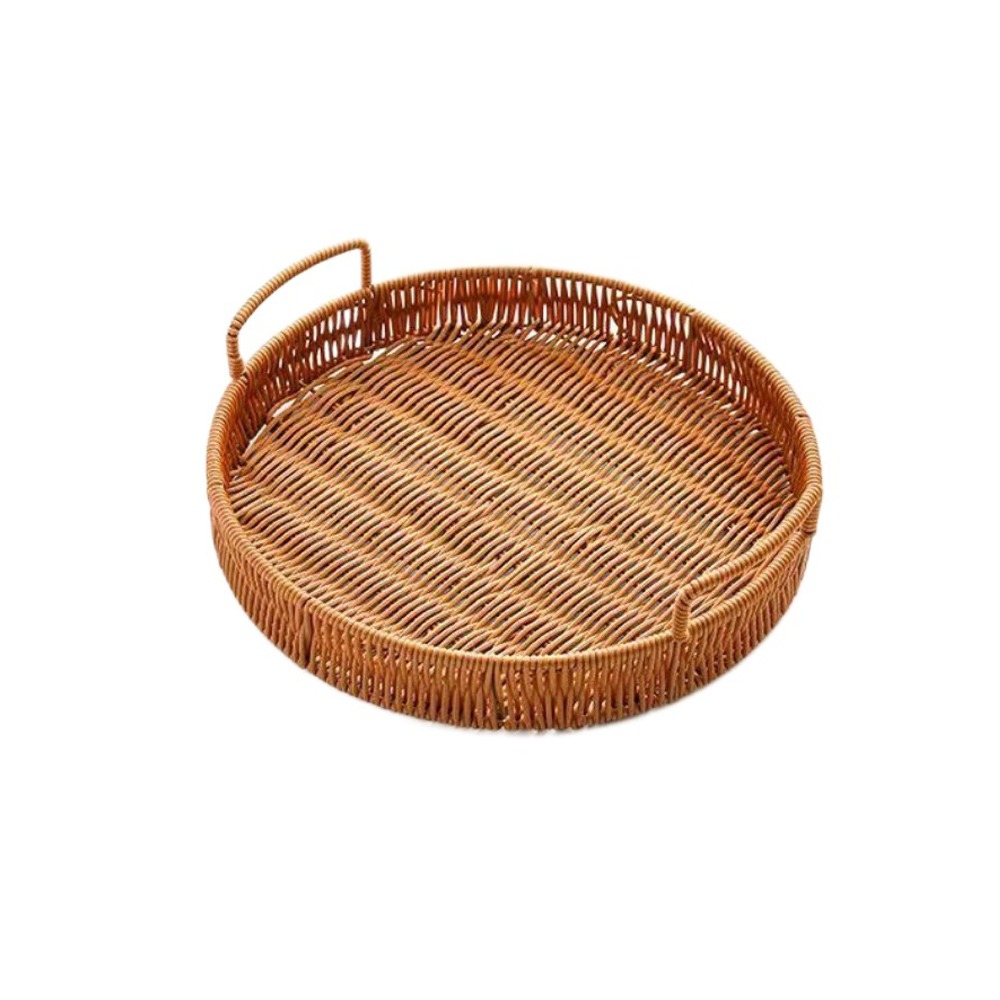 Rattan Tray Handle - Großer Aufbewahrungskorb aus Kunststoff in Rattan-Optik,