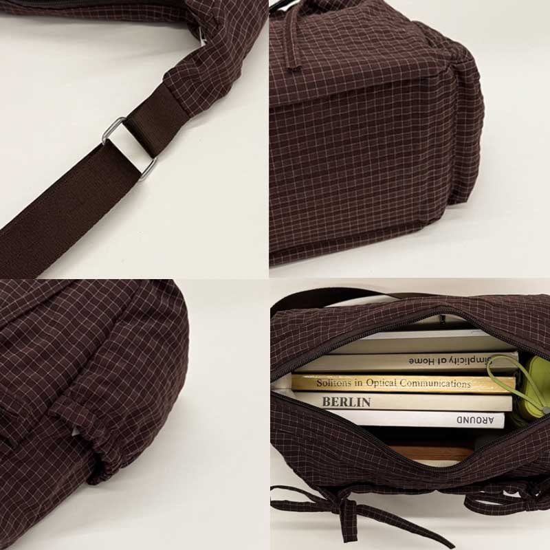 Interior Design Grid - 2026 Frühling Koreanischer Retro-Gitter-Schultertaschen-Stil – Große