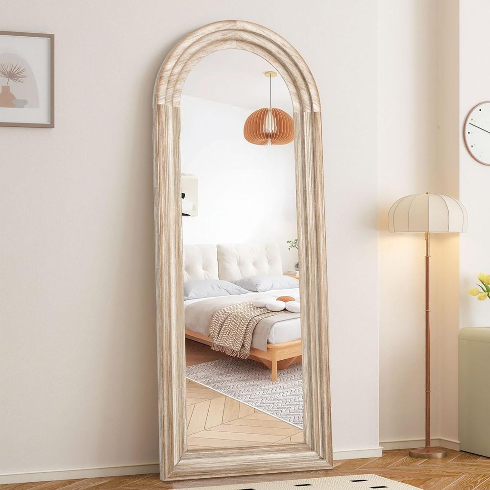 Arch Mirror Leaning - Gewölbter Ganzkörperspiegel mit Massivholzrahmen 65x24 Zoll,