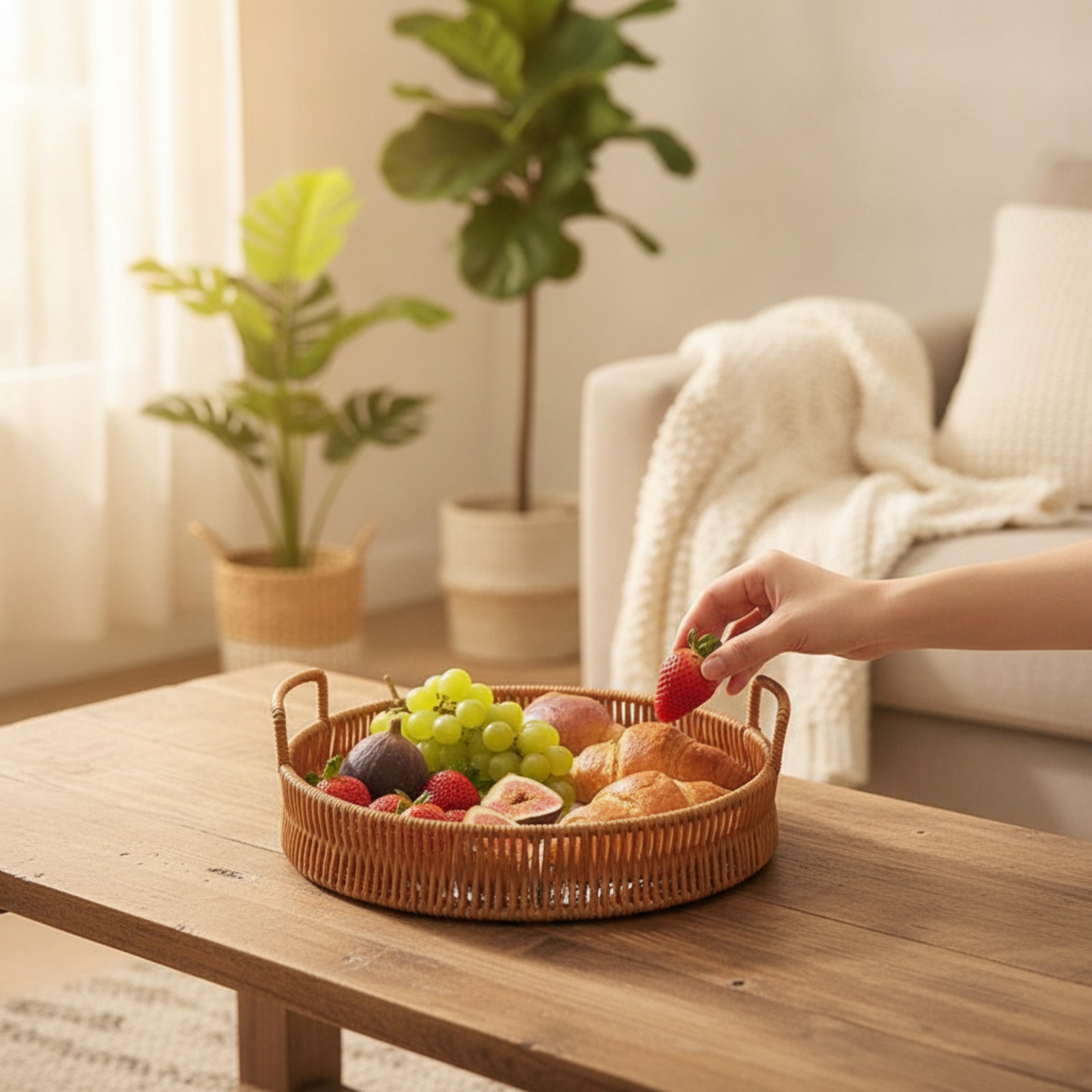 Geflochtenes Serviertablett mi – Rattan Tray Handle Bewertung und Preis