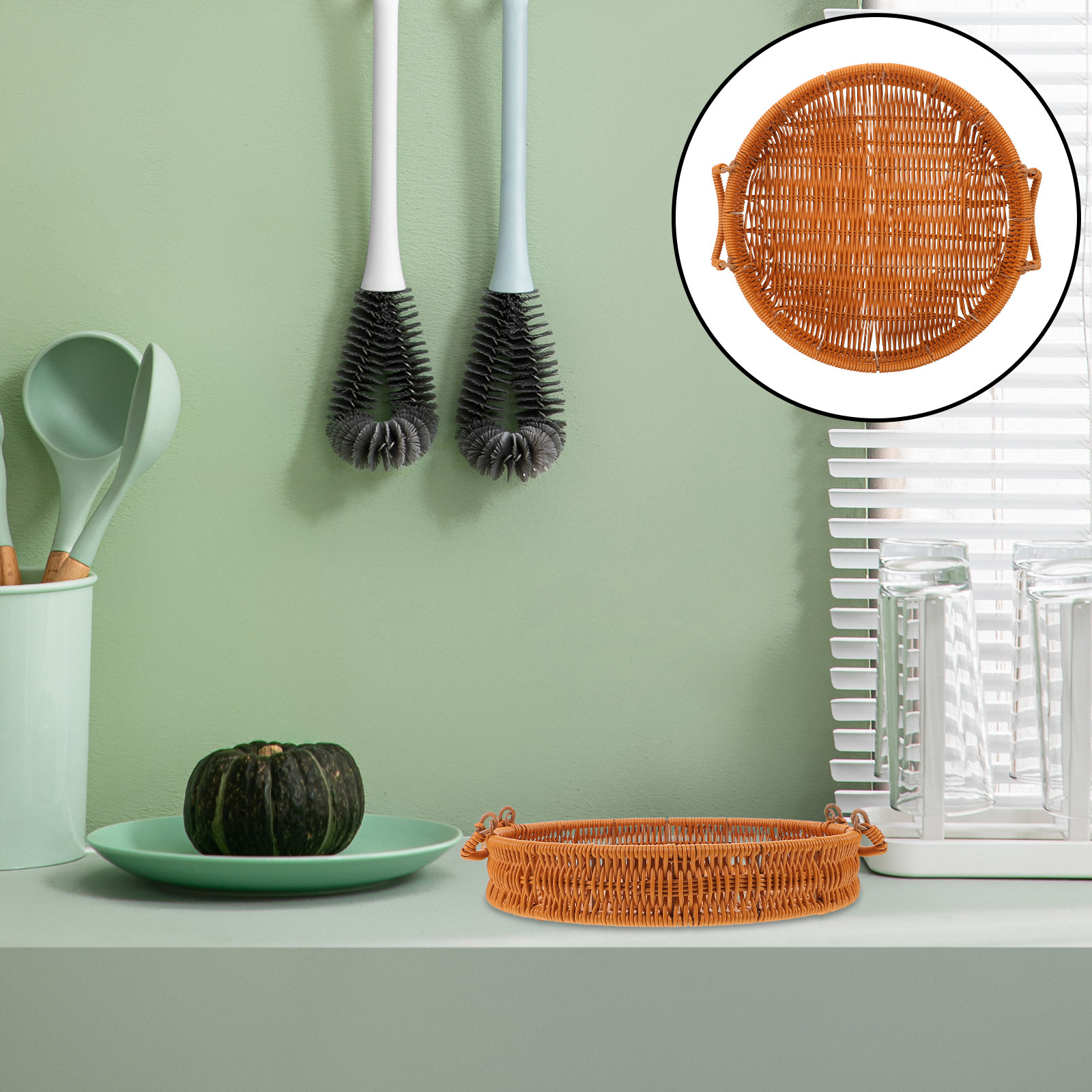Runder 12-Zoll Handgewebter Au – Rattan Tray Handle Bewertung und Preis