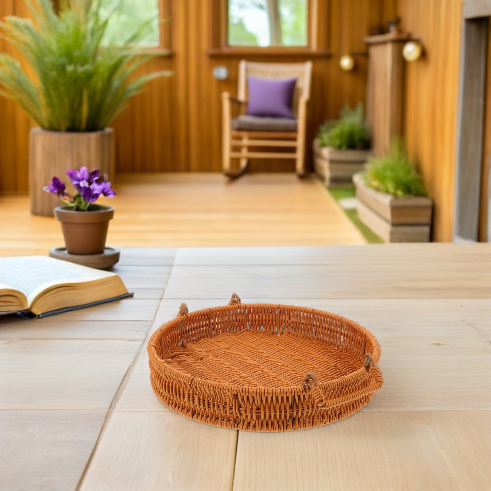 Runder 12-Zoll Handgewebter Au – Rattan Tray Handle Bewertung und Preis