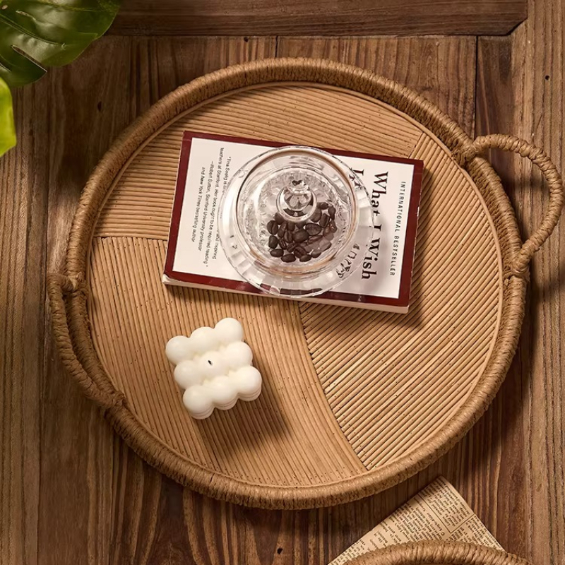 Handgewebtes Rattantablett mit – Rattan Tray Handle Bewertung und Preis
