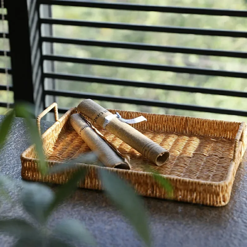 Kunststoff-Aufbewahrungstablet – Rattan Tray Handle Bewertung und Preis