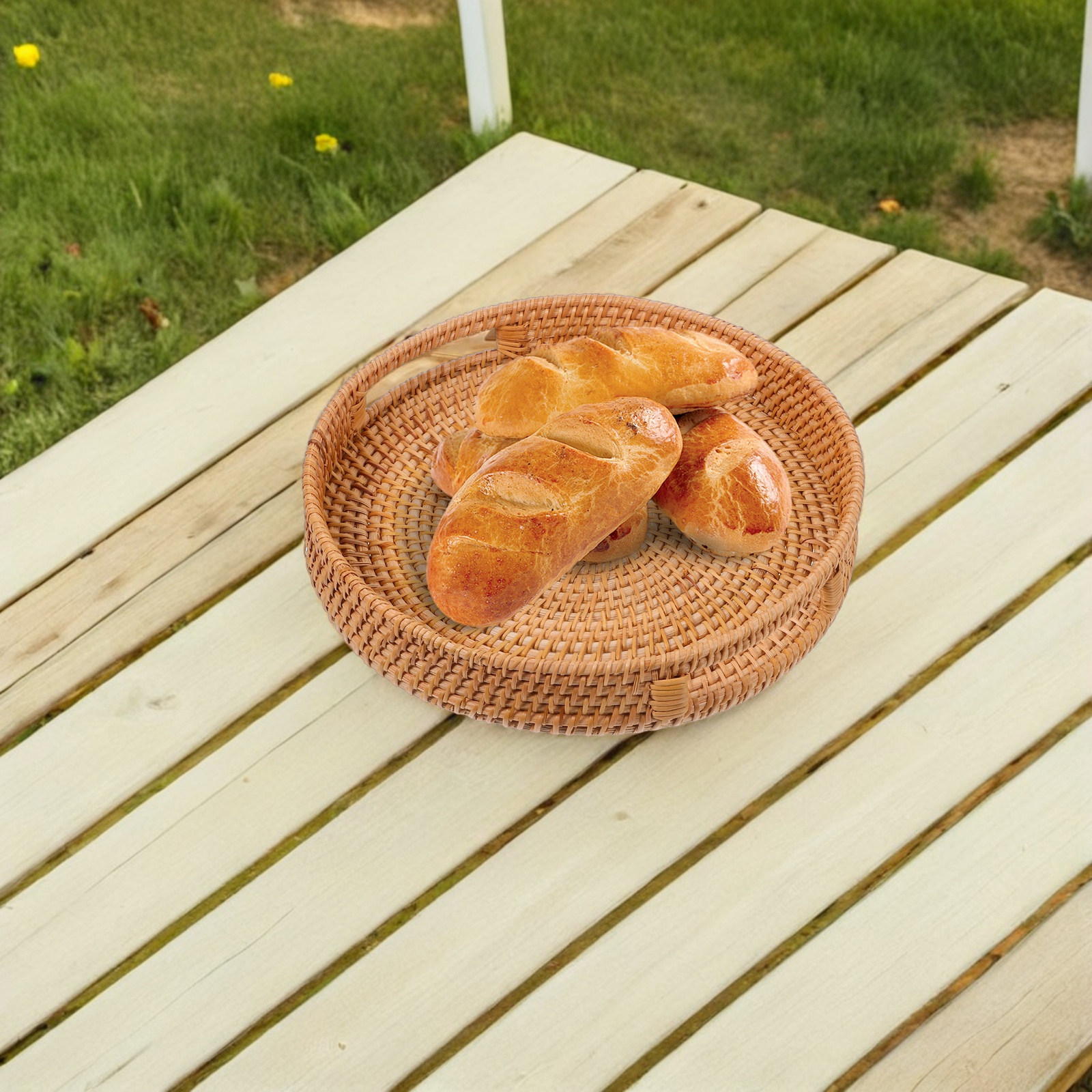 14-Zoll Runde Rattan-Servierpl – Rattan Tray Handle Bewertung und Preis