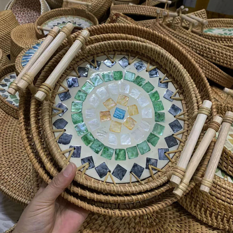 Vintage handgemachte Rattan ge – Rattan Tray Handle Bewertung und Preis