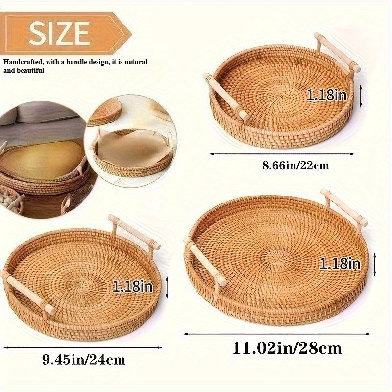 Handgefertigtes rundes Rattan- – Rattan Tray Handle Bewertung und Preis