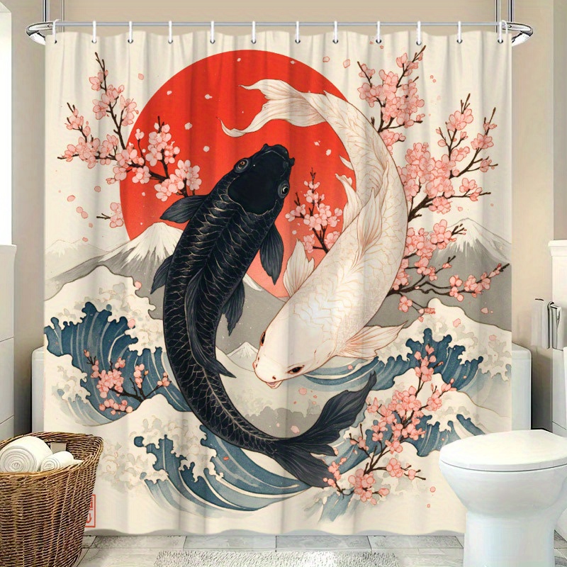 Koi-Fisch-Duschvorhang, Polyes – Interior Design Japanese Bewertung und Preis