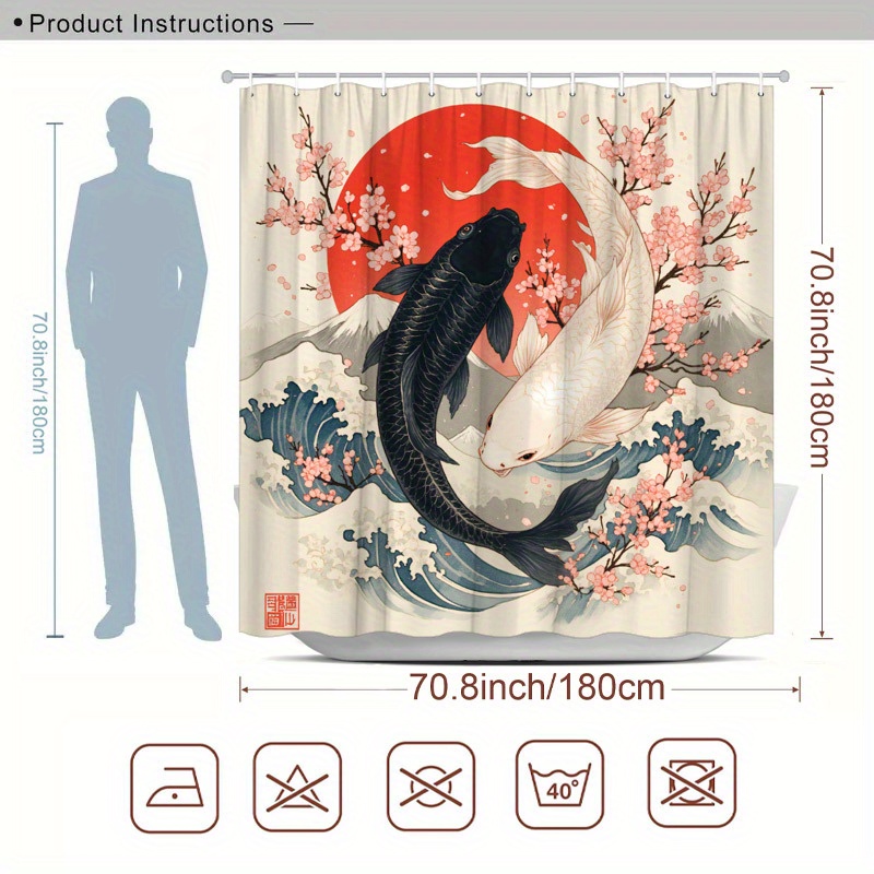 Koi-Fisch-Duschvorhang, Polyes – Interior Design Japanese Bewertung und Preis