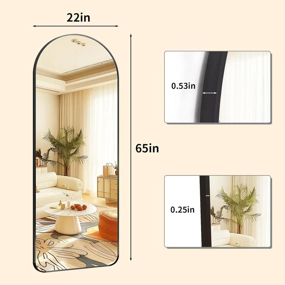 65 x 22 Zoll großer gewölbter  – Arch Mirror Leaning Bewertung und Preis