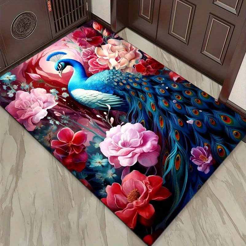 Pfau und Blumen 3D-Teppich für – Interior Design Elements Bewertung und Preis