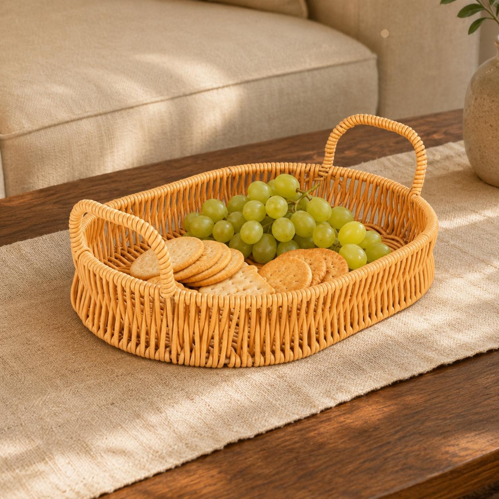 Geflochtenes Serviertablett mi – Rattan Tray Handle Bewertung und Preis