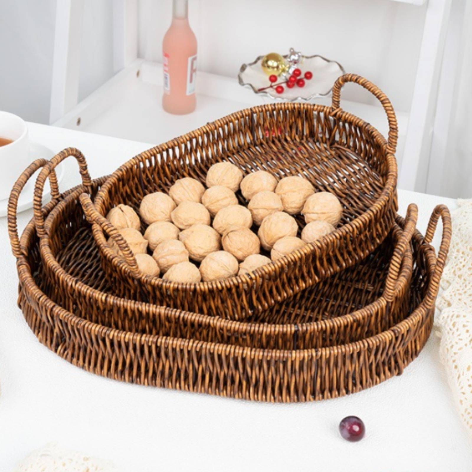 Geflochtenes Serviertablett mi – Rattan Tray Handle Bewertung und Preis