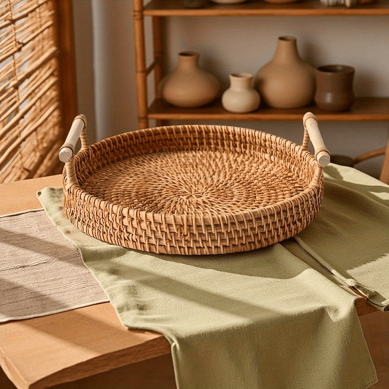 Handgefertigtes Rattan-Rundtab – Rattan Tray Handle Bewertung und Preis