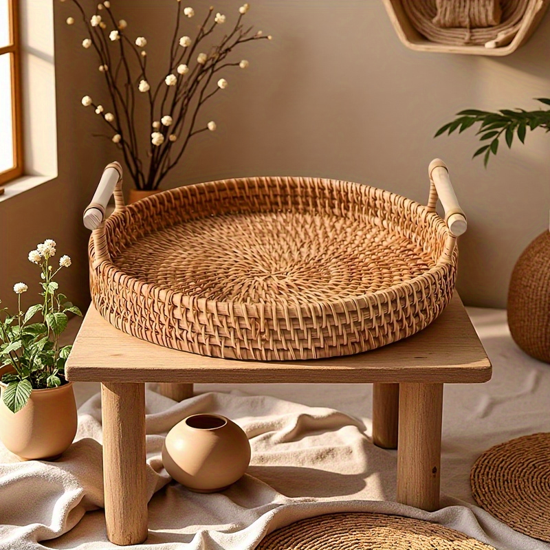 Handgefertigtes Rattan-Rundtab – Rattan Tray Handle Bewertung und Preis